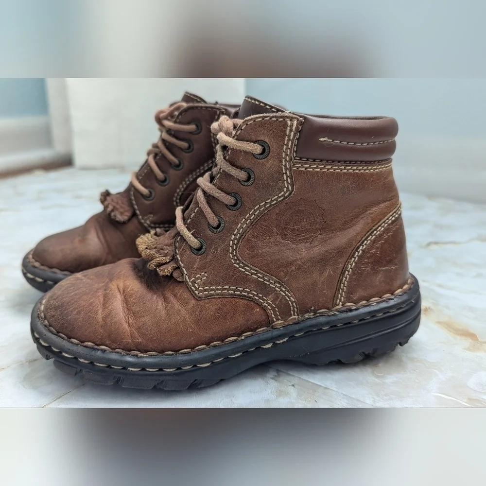 Kids Double H Leather Upper Boots Size 12D